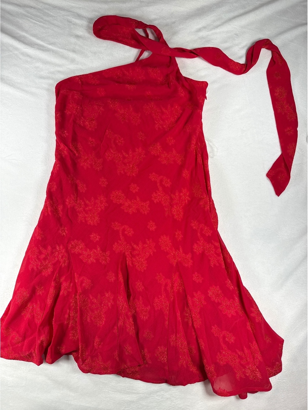 Wild Fable Red Floral One-Shoulder Dress Size Small